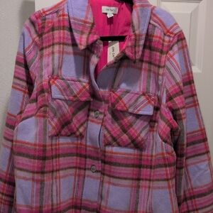 On 34th Plus Women's Plaid Jacket - Pink and Purple Size 3X